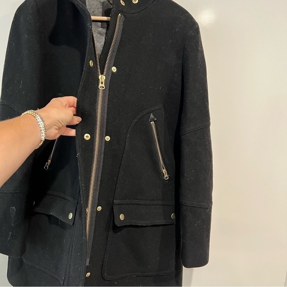 J. Crew Black Chateau Parka Italian Stadium Cloth Wool Jacket - Picture 13 of 16